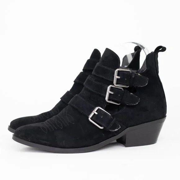 Universal Thread Target Black Kelsey Western Buckle Ankle Booties Women’s Size 6 - Picture 3 of 15